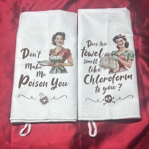 Retro Kitchen Towels with Humorous Prints